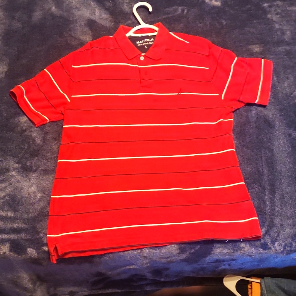 Nautica Polo Striped Shirt Large